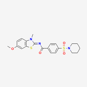 molecular formula C21H23N3O4S2 B2416505 (E)-N-(6-methoxy-3-methylbenzo[d]thiazol-2(3H)-ylidene)-4-(piperidin-1-ylsulfonyl)benzamide CAS No. 850781-94-1