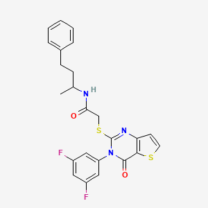 molecular formula C24H21F2N3O2S2 B2416509 2-{[3-(3,5-二氟苯基)-4-氧代-3,4-二氢噻吩并[3,2-d]嘧啶-2-基]硫代}-N-(4-苯基丁-2-基)乙酰胺 CAS No. 1260915-72-7