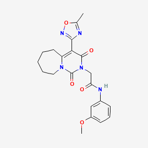 molecular formula C21H23N5O5 B2416510 N-(3-methoxyphenyl)-2-[4-(5-methyl-1,2,4-oxadiazol-3-yl)-1,3-dioxo-3,5,6,7,8,9-hexahydropyrimido[1,6-a]azepin-2(1H)-yl]acetamide CAS No. 1775444-40-0