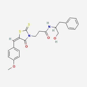 molecular formula C23H24N2O4S2 B2416512 (E)-N-(1-hydroxy-3-phenylpropan-2-yl)-3-(5-(4-methoxybenzylidene)-4-oxo-2-thioxothiazolidin-3-yl)propanamide CAS No. 900134-76-1