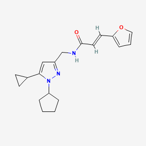 molecular formula C19H23N3O2 B2416517 (E)-N-((1-环戊基-5-环丙基-1H-吡唑-3-基)甲基)-3-(呋喃-2-基)丙烯酰胺 CAS No. 1448139-73-8
