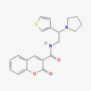 molecular formula C20H20N2O3S B2416518 2-oxo-N-(2-(pyrrolidin-1-yl)-2-(thiophen-3-yl)ethyl)-2H-chromene-3-carboxamide CAS No. 946272-00-0