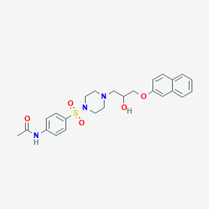molecular formula C25H29N3O5S B2416524 N-[4-({4-[2-hydroxy-3-(2-naphthyloxy)propyl]-1-piperazinyl}sulfonyl)phenyl]acetamide CAS No. 667891-33-0