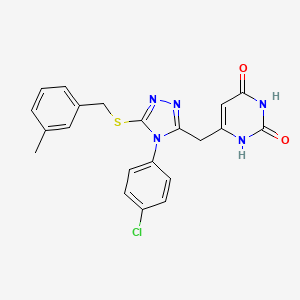 molecular formula C21H18ClN5O2S B2416529 6-[[4-(4-chlorophenyl)-5-[(3-methylphenyl)methylsulfanyl]-1,2,4-triazol-3-yl]methyl]-1H-pyrimidine-2,4-dione CAS No. 852155-01-2