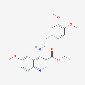 molecular formula C23H26N2O5 B241653 Ethyl 4-{[2-(3,4-dimethoxyphenyl)ethyl]amino}-6-methoxyquinoline-3-carboxylate 