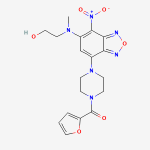 molecular formula C18H20N6O6 B2416530 Furan-2-yl(4-(6-((2-hydroxyethyl)(methyl)amino)-7-nitrobenzo[c][1,2,5]oxadiazol-4-yl)piperazin-1-yl)methanone CAS No. 685841-19-4