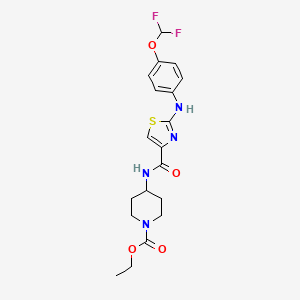 molecular formula C19H22F2N4O4S B2416541 Ethyl 4-(2-((4-(difluoromethoxy)phenyl)amino)thiazole-4-carboxamido)piperidine-1-carboxylate CAS No. 1170843-62-5