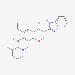 molecular formula C25H27N3O3 B2416543 3-(1H-benzo[d]imidazol-2-yl)-6-ethyl-7-hydroxy-8-((3-methylpiperidin-1-yl)methyl)-4H-chromen-4-one CAS No. 610759-65-4