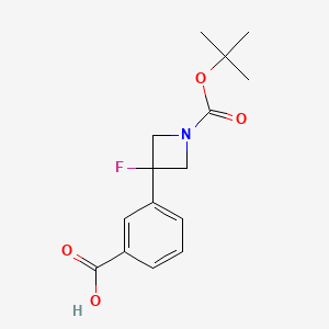 molecular formula C15H18FNO4 B2416550 3-(1-(tert-Butoxycarbonyl)-3-fluoroazetidin-3-yl)benzoic acid CAS No. 2230798-38-4