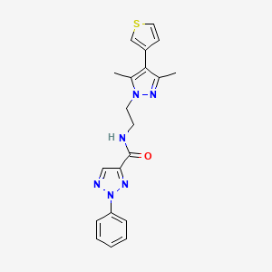 molecular formula C20H20N6OS B2416552 N-(2-(3,5-二甲基-4-(噻吩-3-基)-1H-吡唑-1-基)乙基)-2-苯基-2H-1,2,3-三唑-4-甲酰胺 CAS No. 2034357-83-8