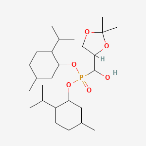 molecular formula C26H49O6P B2416554 Bis(2-isopropyl-5-methylcyclohexyl) ((2,2-dimethyl-1,3-dioxolan-4-yl)(hydroxy)methyl)phosphonate CAS No. 1212231-32-7