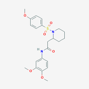 molecular formula C22H28N2O6S B2416560 N-(3,4-dimethoxyphenyl)-2-(1-((4-methoxyphenyl)sulfonyl)piperidin-2-yl)acetamide CAS No. 946311-50-8