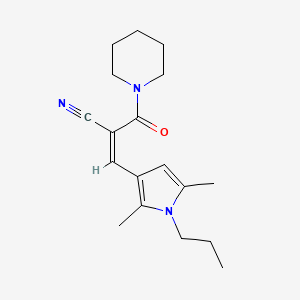 molecular formula C18H25N3O B2416579 (Z)-3-(2,5-二甲基-1-丙基吡咯-3-基)-2-(哌啶-1-羰基)丙-2-烯腈 CAS No. 1356816-10-8