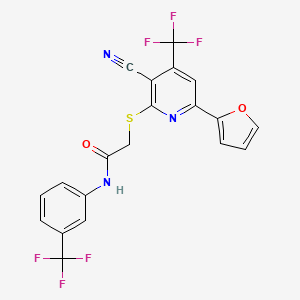 2-{[3-cyano-6-(furan-2-yl)-4-(trifluoromethyl)pyridin-2-yl]sulfanyl}-N-[3-(trifluoromethyl)phenyl]acetamide