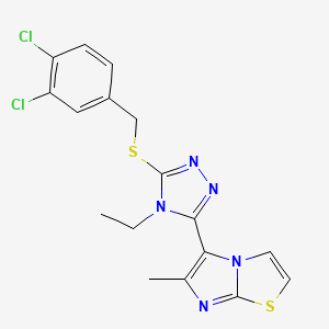 molecular formula C17H15Cl2N5S2 B2416587 5-(5-((3,4-dichlorobenzyl)thio)-4-ethyl-4H-1,2,4-triazol-3-yl)-6-methylimidazo[2,1-b]thiazole CAS No. 1105197-51-0