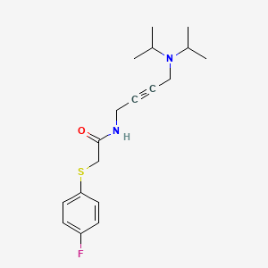 molecular formula C18H25FN2OS B2416591 N-(4-(二异丙氨基)丁-2-炔-1-基)-2-((4-氟苯基)硫代)乙酰胺 CAS No. 1396561-13-9