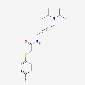 molecular formula C18H25FN2OS B2416591 N-(4-(二异丙基氨基)丁-2-炔-1-基)-2-((4-氟苯基)硫)乙酰胺 CAS No. 1396561-13-9