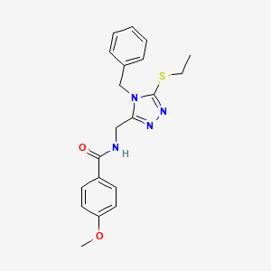 molecular formula C20H22N4O2S B2416592 N-[(4-benzyl-5-ethylsulfanyl-1,2,4-triazol-3-yl)methyl]-4-methoxybenzamide CAS No. 476435-23-1