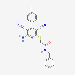 2-{[6-amino-3,5-dicyano-4-(4-methylphenyl)pyridin-2-yl]sulfanyl}-N-benzylacetamide