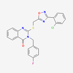 molecular formula C24H16ClFN4O2S B2416595 2-(((3-(2-chlorophenyl)-1,2,4-oxadiazol-5-yl)methyl)thio)-3-(4-fluorobenzyl)quinazolin-4(3H)-one CAS No. 2034460-99-4