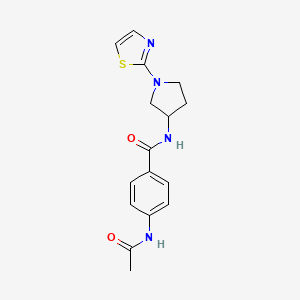 molecular formula C16H18N4O2S B2416596 4-アセトアミド-N-[1-(1,3-チアゾール-2-イル)ピロリジン-3-イル]ベンズアミド CAS No. 1797709-55-7