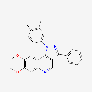 molecular formula C26H21N3O2 B2416601 1-(3,4-二甲苯基)-3-苯基-8,9-二氢-1H-[1,4]二氧杂环[2,3-g]吡唑并[4,3-c]喹啉 CAS No. 901264-97-9
