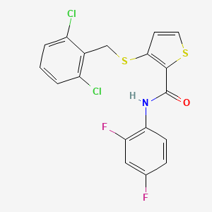 molecular formula C18H11Cl2F2NOS2 B2416603 3-[(2,6-dichlorobenzyl)sulfanyl]-N-(2,4-difluorophenyl)-2-thiophenecarboxamide CAS No. 250714-87-5