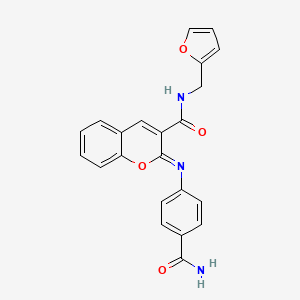 molecular formula C22H17N3O4 B2416607 (2Z)-2-[(4-carbamoylphenyl)imino]-N-(furan-2-ylmethyl)-2H-chromene-3-carboxamide CAS No. 1327180-54-0