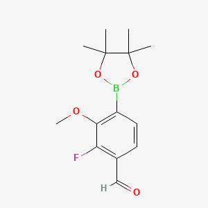 molecular formula C14H18BFO4 B2416610 2-Fluoro-3-methoxy-4-(tetramethyl-1,3,2-dioxaborolan-2-yl)benzaldehyde CAS No. 2283380-29-8