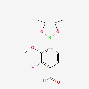 molecular formula C14H18BFO4 B2416610 2-フルオロ-3-メトキシ-4-(テトラメチル-1,3,2-ジオキサボロラン-2-イル)ベンズアルデヒド CAS No. 2283380-29-8