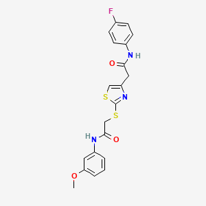 molecular formula C20H18FN3O3S2 B2416622 N-(4-fluorophenyl)-2-(2-((2-((3-methoxyphenyl)amino)-2-oxoethyl)thio)thiazol-4-yl)acetamide CAS No. 941937-73-1