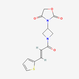 molecular formula C13H12N2O4S B2416627 (E)-3-(1-(3-(噻吩-2-基)丙烯酰)氮杂环丁-3-基)噁唑烷-2,4-二酮 CAS No. 1904607-37-9