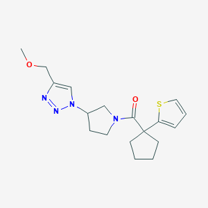 molecular formula C18H24N4O2S B2416637 4-(methoxymethyl)-1-{1-[1-(thiophen-2-yl)cyclopentanecarbonyl]pyrrolidin-3-yl}-1H-1,2,3-triazole CAS No. 2097896-08-5