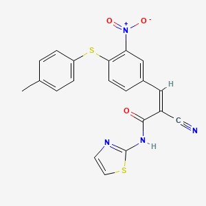 molecular formula C20H14N4O3S2 B2416638 (Z)-2-Cyano-3-[4-(4-methylphenyl)sulfanyl-3-nitrophenyl]-N-(1,3-thiazol-2-yl)prop-2-enamide CAS No. 571955-88-9