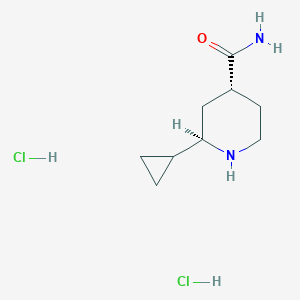 molecular formula C9H18Cl2N2O B2416658 (2R,4R)-2-Cyclopropylpiperidine-4-carboxamide;dihydrochloride CAS No. 2418593-92-5