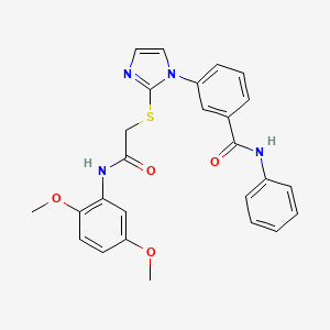 molecular formula C26H24N4O4S B2416665 3-(2-((2-((2,5-二甲氧基苯基)氨基)-2-氧代乙基)硫代)-1H-咪唑-1-基)-N-苯基苯甲酰胺 CAS No. 1115514-37-8