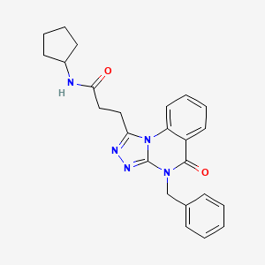 molecular formula C24H25N5O2 B2416679 3-(4-benzyl-5-oxo-4,5-dihydro[1,2,4]triazolo[4,3-a]quinazolin-1-yl)-N-cyclopentylpropanamide CAS No. 902957-08-8