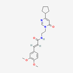 (E)-N-(2-(4-cyclopentyl-6-oxopyrimidin-1(6H)-yl)ethyl)-3-(3,4-dimethoxyphenyl)acrylamide