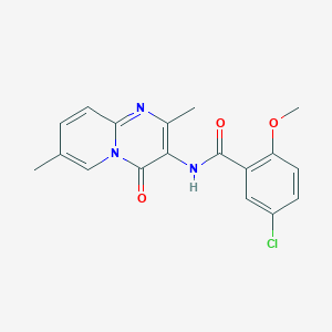 molecular formula C18H16ClN3O3 B2416692 5-chloro-N-(2,7-dimethyl-4-oxo-4H-pyrido[1,2-a]pyrimidin-3-yl)-2-methoxybenzamide CAS No. 946336-83-0
