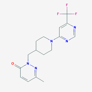 molecular formula C16H18F3N5O B2416700 6-甲基-2-({1-[6-(三氟甲基)嘧啶-4-基]哌啶-4-基}甲基)-2,3-二氢哒嗪-3-酮 CAS No. 2197522-85-1