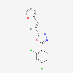 molecular formula C14H8Cl2N2O2 B2416702 (E)-2-(2,4-dichlorophenyl)-5-(2-(furan-2-yl)vinyl)-1,3,4-oxadiazole CAS No. 671794-07-3
