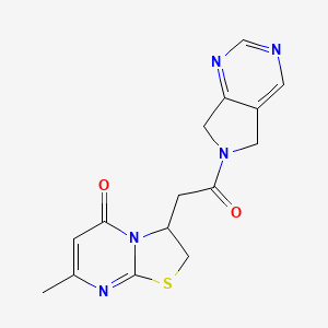 molecular formula C15H15N5O2S B2416704 7-methyl-3-(2-oxo-2-(5H-pyrrolo[3,4-d]pyrimidin-6(7H)-yl)ethyl)-2H-thiazolo[3,2-a]pyrimidin-5(3H)-one CAS No. 1706133-38-1