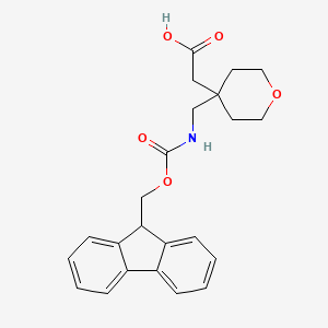 molecular formula C23H25NO5 B2416706 2-{4-[({[(9H-芴-9-基)甲氧基]羰基}氨基)甲基]氧杂-4-基}乙酸 CAS No. 2138009-34-2