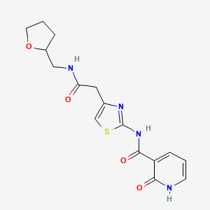 molecular formula C16H18N4O4S B2416709 2-oxo-N-(4-(2-oxo-2-(((tetrahydrofuran-2-yl)methyl)amino)ethyl)thiazol-2-yl)-1,2-dihydropyridine-3-carboxamide CAS No. 952991-40-1