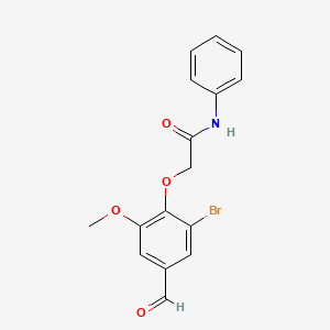 molecular formula C16H14BrNO4 B2416715 2-(2-bromo-4-formyl-6-methoxyphenoxy)-N-phenylacetamide CAS No. 552842-61-2