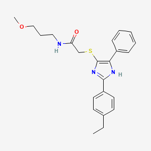 molecular formula C23H27N3O2S B2416725 2-((2-(4-ethylphenyl)-5-phenyl-1H-imidazol-4-yl)thio)-N-(3-methoxypropyl)acetamide CAS No. 901240-76-4