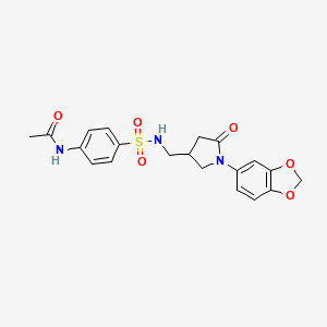 molecular formula C20H21N3O6S B2416731 N-(4-(N-((1-(苯并[d][1,3]二氧杂环-5-基)-5-氧代吡咯烷-3-基)甲基)磺酰胺)苯基)乙酰胺 CAS No. 955234-78-3