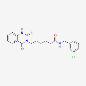 molecular formula C21H22ClN3O2S B2416736 N-[(3-chlorophenyl)methyl]-6-(4-oxo-2-sulfanylidene-1H-quinazolin-3-yl)hexanamide CAS No. 443349-29-9