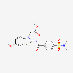 molecular formula C20H21N3O6S2 B2416745 (Z)-甲基 2-(2-((4-(N,N-二甲基磺酰氨基)苯甲酰)亚氨基)-6-甲氧基苯并[d]噻唑-3(2H)-基)乙酸 CAS No. 865199-76-4
