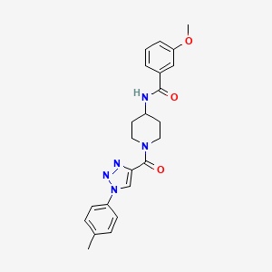 molecular formula C23H25N5O3 B2416755 3-methoxy-N-(1-(1-(p-tolyl)-1H-1,2,3-triazole-4-carbonyl)piperidin-4-yl)benzamide CAS No. 1251673-14-9